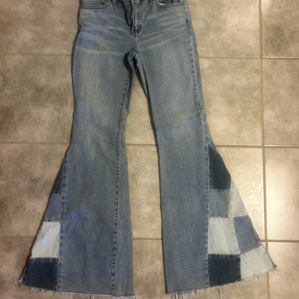 Women's Flared Patchwork Jeans